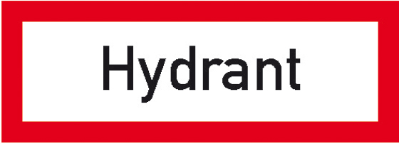 Hinweisschild Hydrant, DIN 4066, Grund weiß, Umrandung rot, Schrift schwarz. Aus Aluminium, 297x105mm