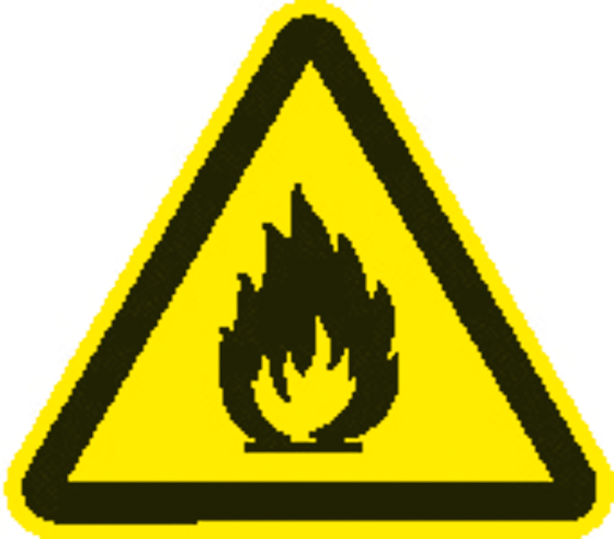 Warnzeichen Warnung vor feuergefährlichen Stoffen,DIN EN ISO 7030:2012-10, ASR 1.3 2012, Aluminium,Seitenlänge 400 mm