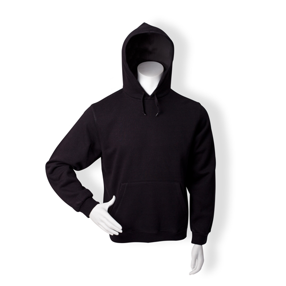 Kapuzen-Sweatshirt schwarz, 50% BW/50% PE, 270 g/m², Känguruhtasche