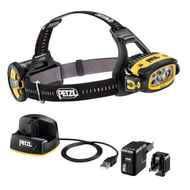 Stirnlampe PETZL DUO Z1, ATEX-Zulassung, mit Akku, Ladegerät, Halterungen für Helm Vertex und Strato, 3 Jahre Garantie