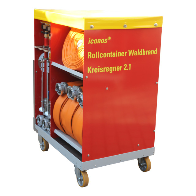 Rollwagen ICONOS Waldbrand Kreisregner 2.1, bestückt mit 12 Kreisregnern B, 12 Druckschläuchen und Zubehör