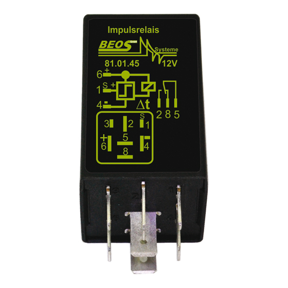 Impulsrelauis BEOS, negative Tastung, Ausschaltverzögerung einstellbar von 1–60 s, Anschluss 12 V, Schaltstrom max. 30 A