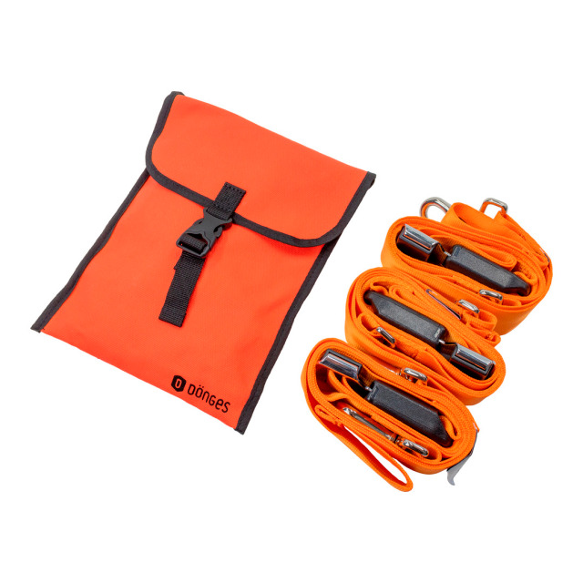 Gurtsystem Speedclip für Rettungsbretter, bestehend aus 3 Gurten mit Speedclips und Gurtschloss, Transporttasche