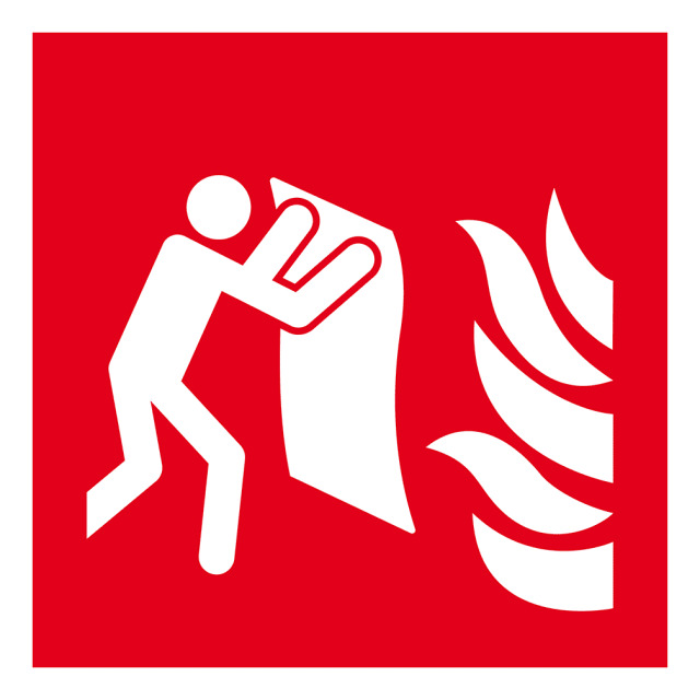 Brandschutzzeichen Feuerlöschdecke, DIN EN ISO 7010, ASR 1.3 2012, Folie selbstklebend, (BxH) 200x200 mm