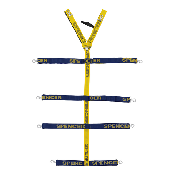 Gurtsystem Spencer Pin-Straps 2 in 1 für Rettungsbretter, farbcodierte Quergurte, Klettgurte mit zusätzlichen Speedclips