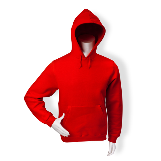 Kapuzen-Sweatshirt rot, 50% BW/50% PE, 270 g/m², Känguruhtasche