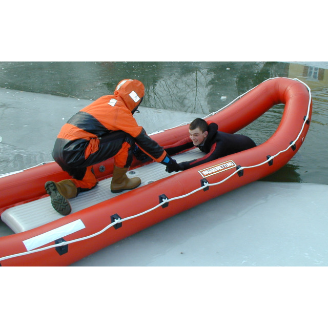 Rettungsboot Eis LANCO 4,67x1,12 m, aus PVC-beschichtetem Polyester, mit Handluftpumpe, Packtasche,Reparatursatz