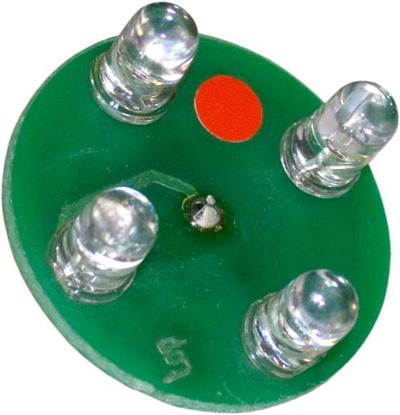 LED-Einsatz rot für Anhaltestäbe. Mit 4 roten LEDsin der Mitte