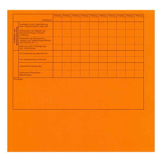Geräteprüfnachweis-Einzelkarte Hydraulik-Spreizer,orange