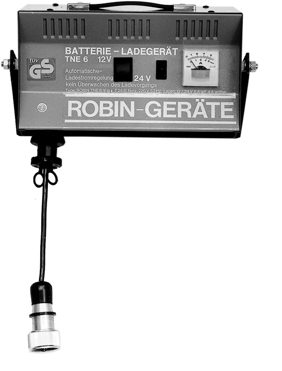 Elektronik-Ladegerät ROBIN TNE 6, 12/24 V, Ladekabel 5 m mit Ladestecker DIN 14690-2,  Kabelaufroller, Wand- oder Deckenmontage