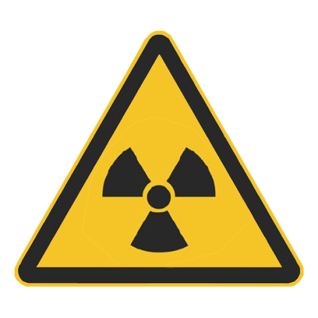 Warnzeichen Warnung vor radioaktiven Stoffen oderionisierenden Strahlen, DIN EN ISO 7010, ASR 1.32012, Kunststoff reflektierend, Seitenlänge 400 mm