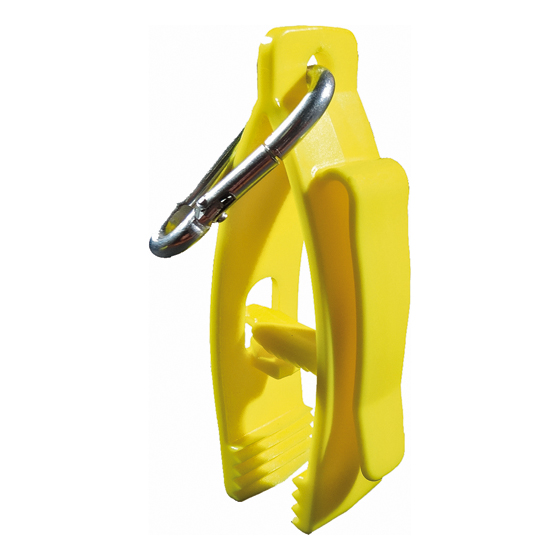 Handschuhhalter gfd SNAPPER, schlagfester Kunststoff, Farbe gelb,  Karabinerhaken