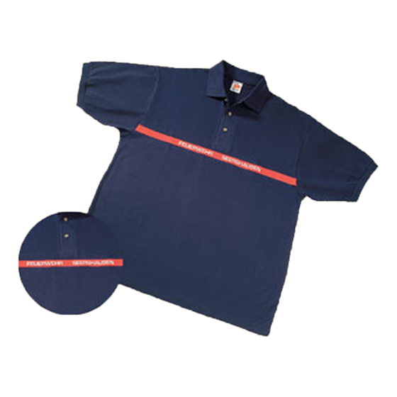 Poloshirt Kurzarm, rot, mit rundumlaufendem blauemStreifen. 100% Piqué-Baumwolle, 180 g/m², Knopfleiste