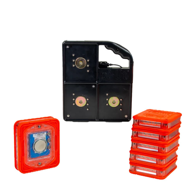 Blitzleuchte HORIZONT StreetFlash LED, orange, 6er Set mit LiPo Akku, Tragehalterung, Ladeadapter 12 /24 V und 230 V