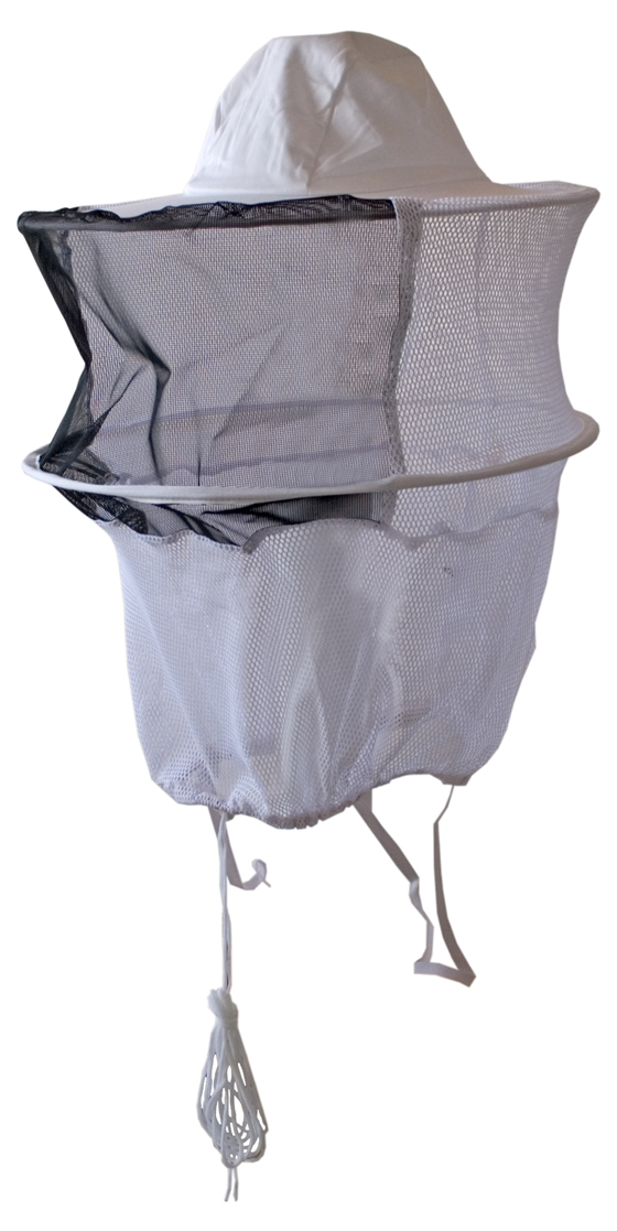 Kombi-Schlüpfschleier. Großer weißer Imkerhut, mitSchlüpfschleier fest zusammengenäht, passend fürjede Kleidung, PSA II