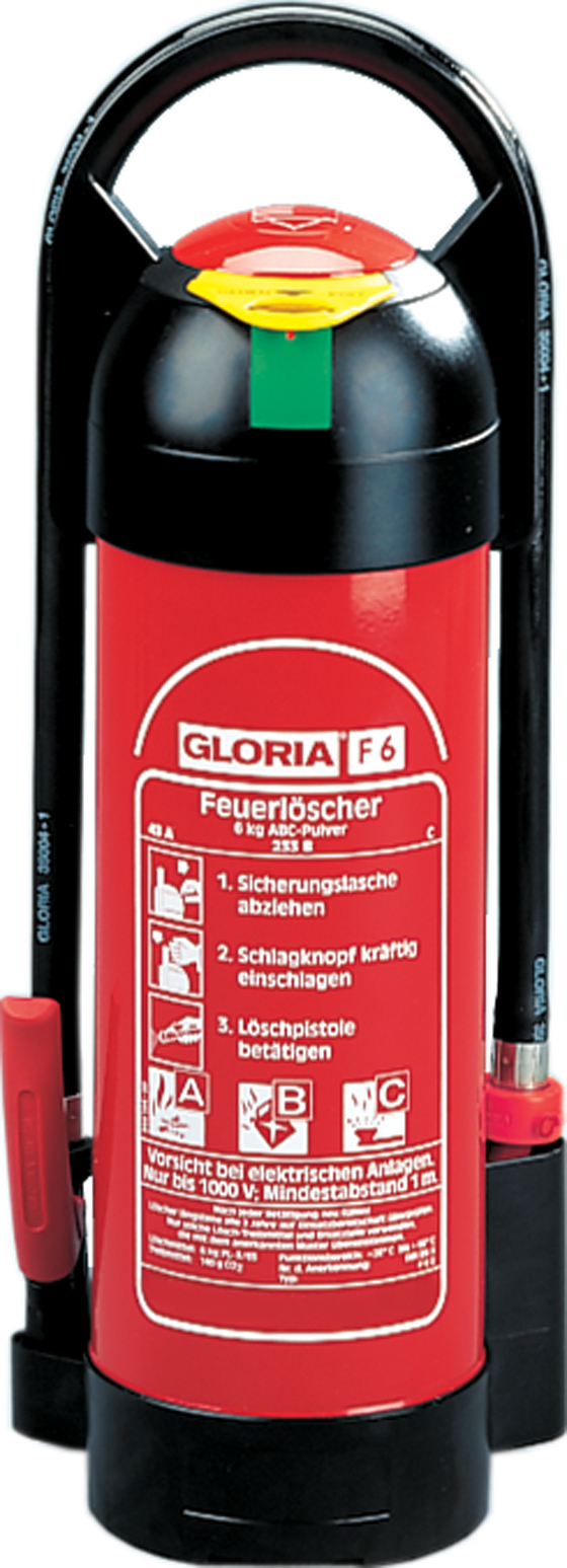Pulverfeuerlöscher Gloria F 6 G DIN EN 3 6 kg ABC-Löschpulver, 12 LE