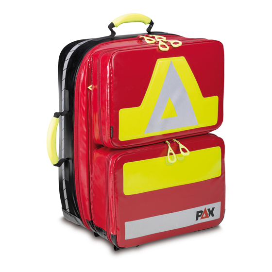 Notfallrucksack PAX Wasserkuppe L-FT2, aus PAX-Tec, rot. Set mit Mittelwand und Innentaschenset 3